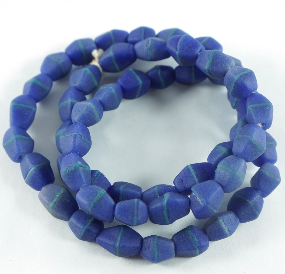 Blue Sandcast Beads