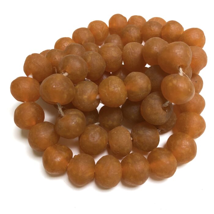 Orange Recycled Glass Beads 17 mm