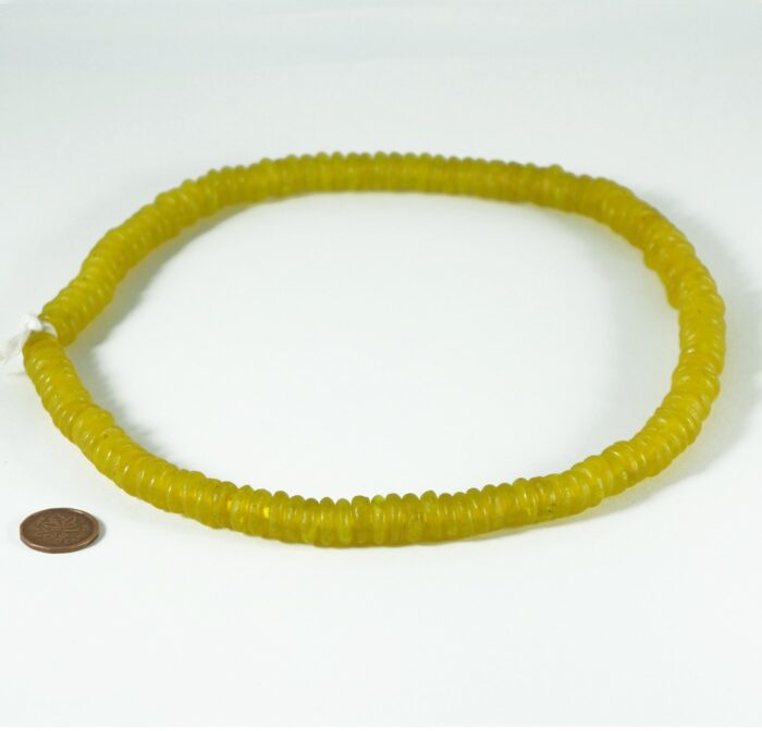 Yellow Recycled Glass Rondelles - Image 4