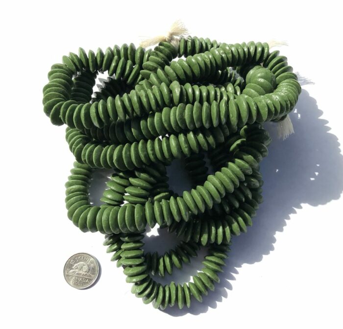 Green Recycled Glass Rondelles - Image 3