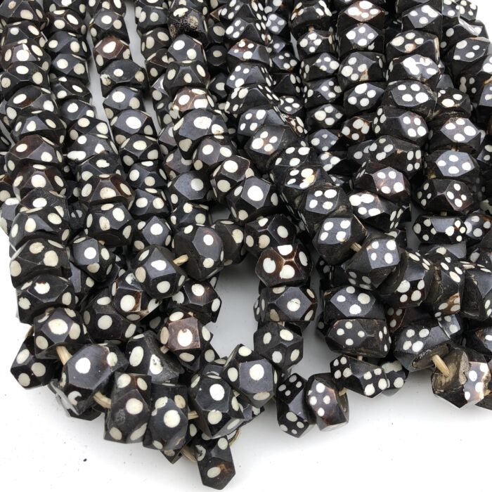 Polka Dot Irregular Batik Bone Beads