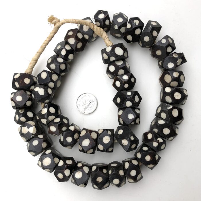 Polka Dot Irregular Batik Bone Beads
