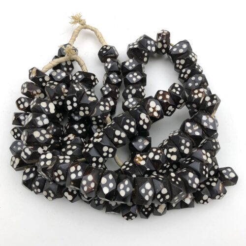 Polka Dot Irregular Batik Bone Beads