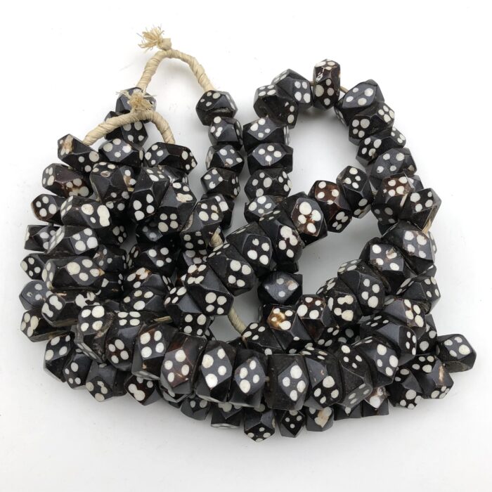 Polka Dot Irregular Batik Bone Beads