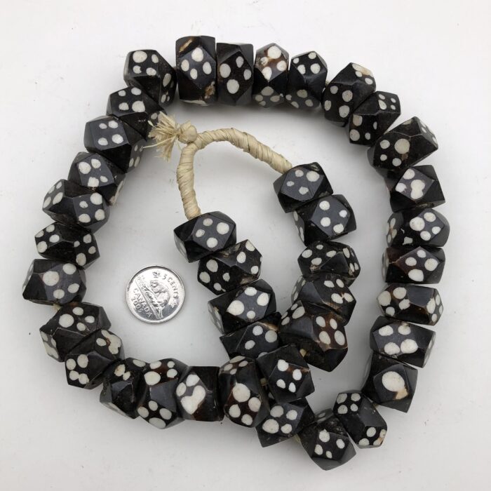 Polka Dot Irregular Batik Bone Beads