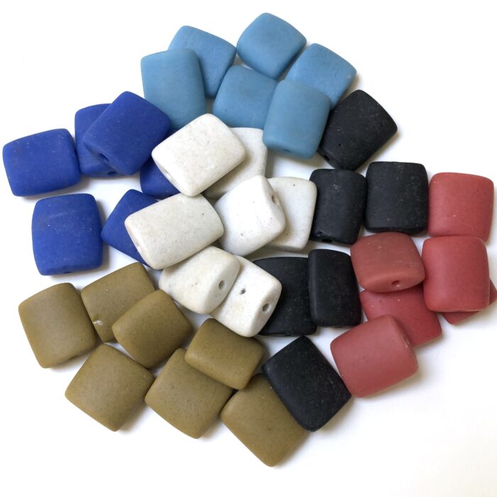 Rectangular Solid Colours Recycled Glass Beads
