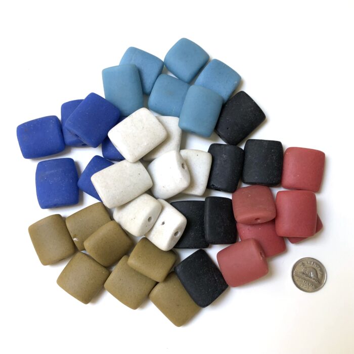 Rectangular Solid Colours Recycled Glass Beads