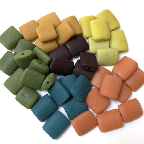 Rectangular Solid Colours Recycled Glass Beads