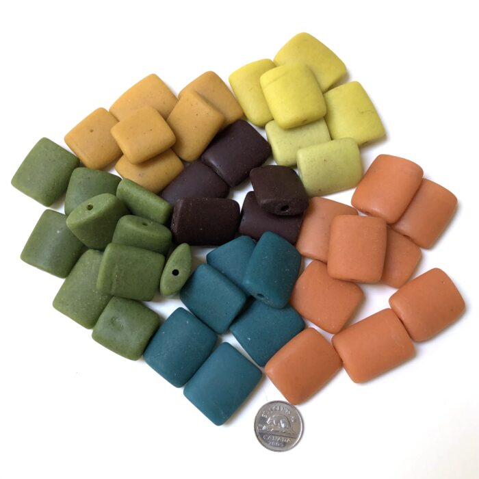 Rectangular Solid Colours Recycled Glass Beads