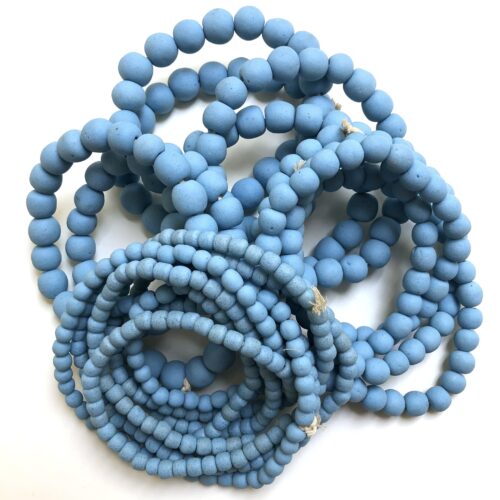 Polished Light Blue Recycled Glass Beads