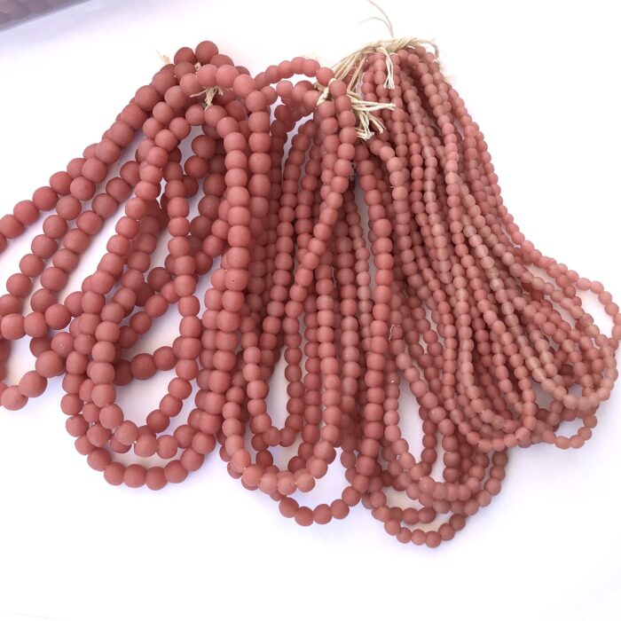 Pastel Watermelon Pink Recycled Glass Beads