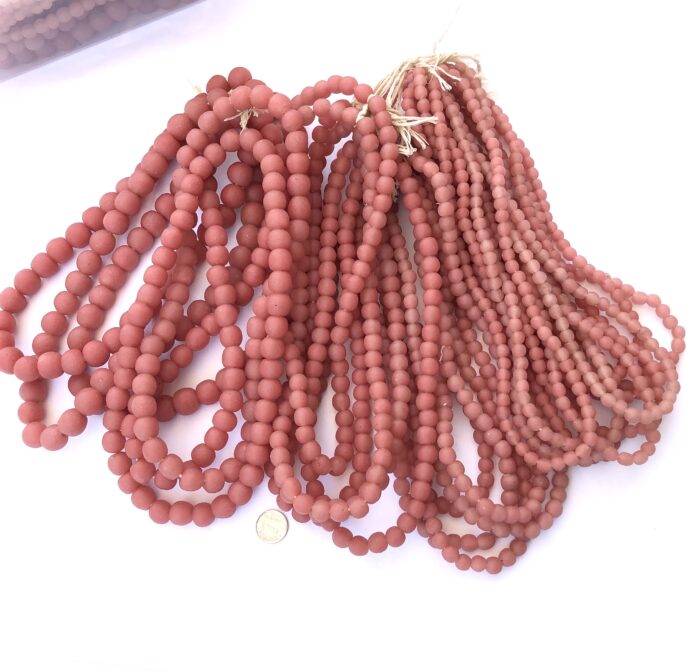 Pastel Watermelon Pink Recycled Glass Beads