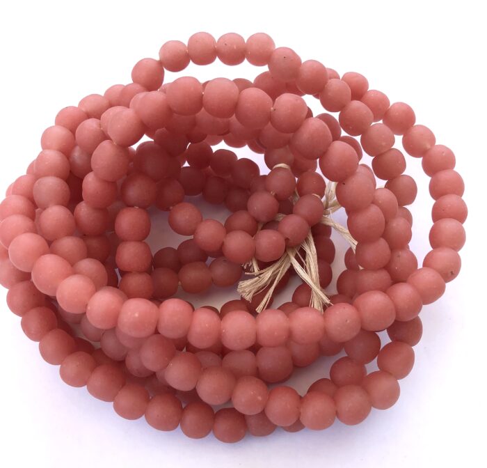 Pastel Watermelon Pink Recycled Glass Beads