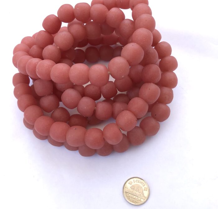 Pastel Watermelon Pink Recycled Glass Beads