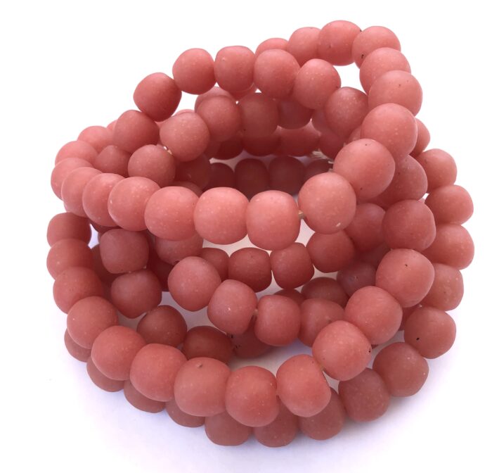 Pastel Watermelon Pink Recycled Glass Beads