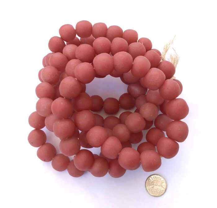 Pastel Watermelon Pink Recycled Glass Beads