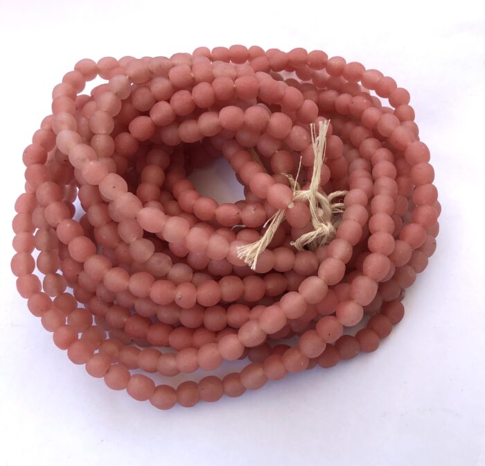 Pastel Watermelon Pink Recycled Glass Beads