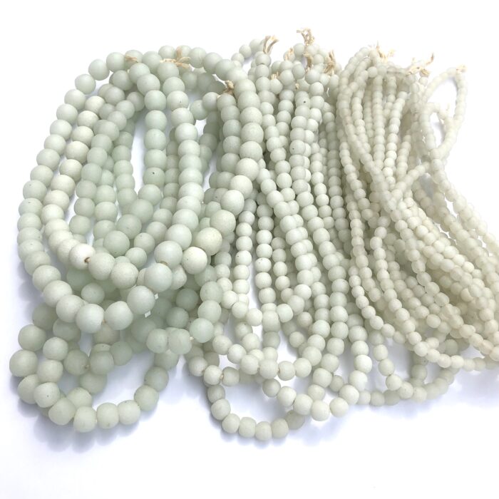 Pastel White Recycled Glass Beads