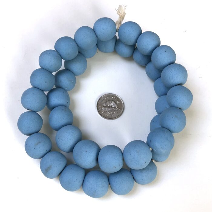 Polished Light Blue Recycled Glass Beads