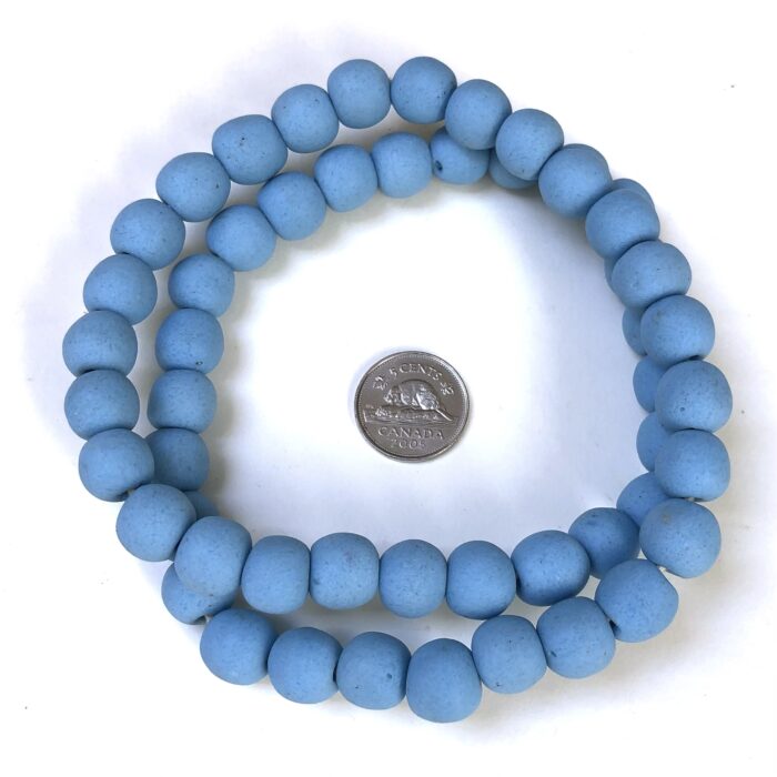 Polished Light Blue Recycled Glass Beads