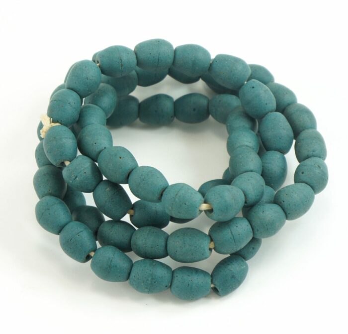 Teal Football Recycled Glass Beads