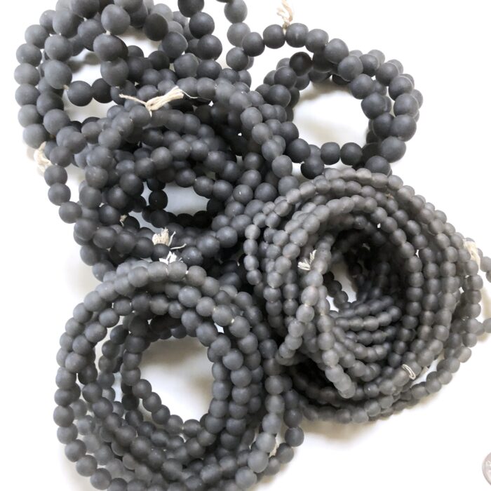 Pastel Smoke Grey Recycled Glass Beads