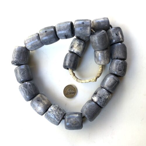Grey Kenya Barrel Bone Beads