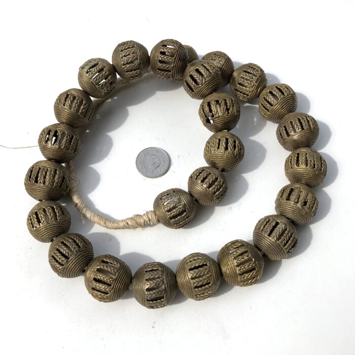African Brass Filligree Round Beads