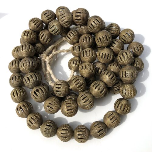 African Brass Filligree Round Beads