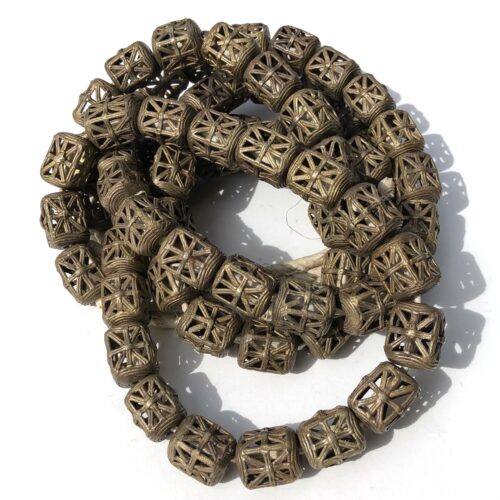 African Brass Filligree Square Beads