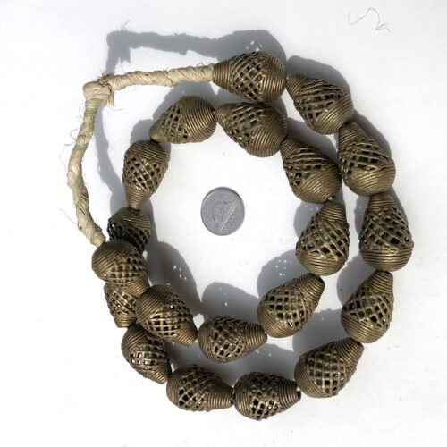 African Brass Filligree Teardrop Beads