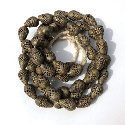 African Brass Filligree Teardrop Beads