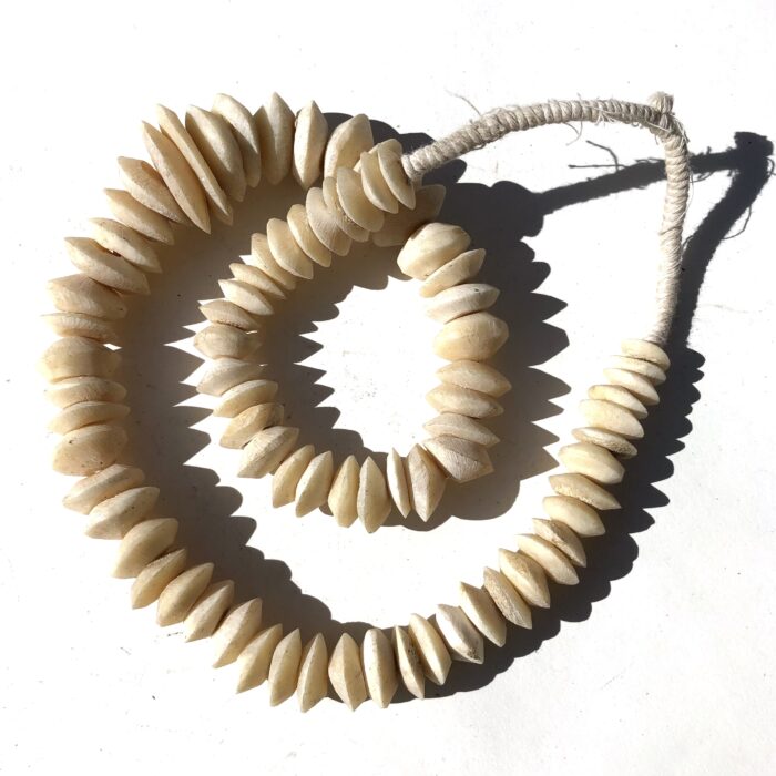White Graduated Bone Disk Beads
