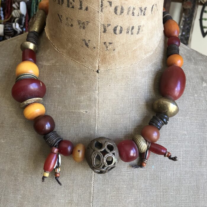 Silvia Necklace with African Amber Necklace