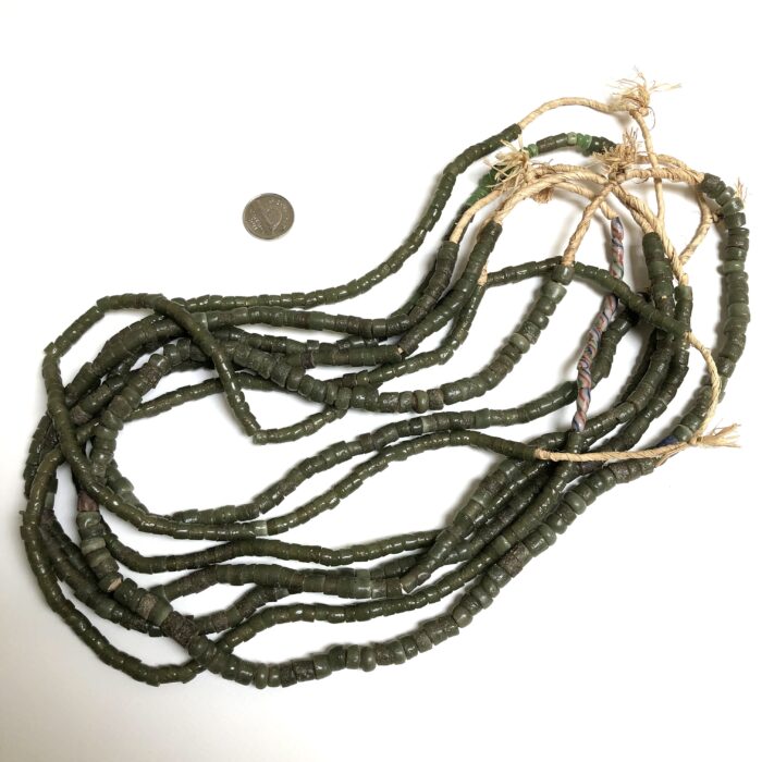Vintage Green Sandcast Beads