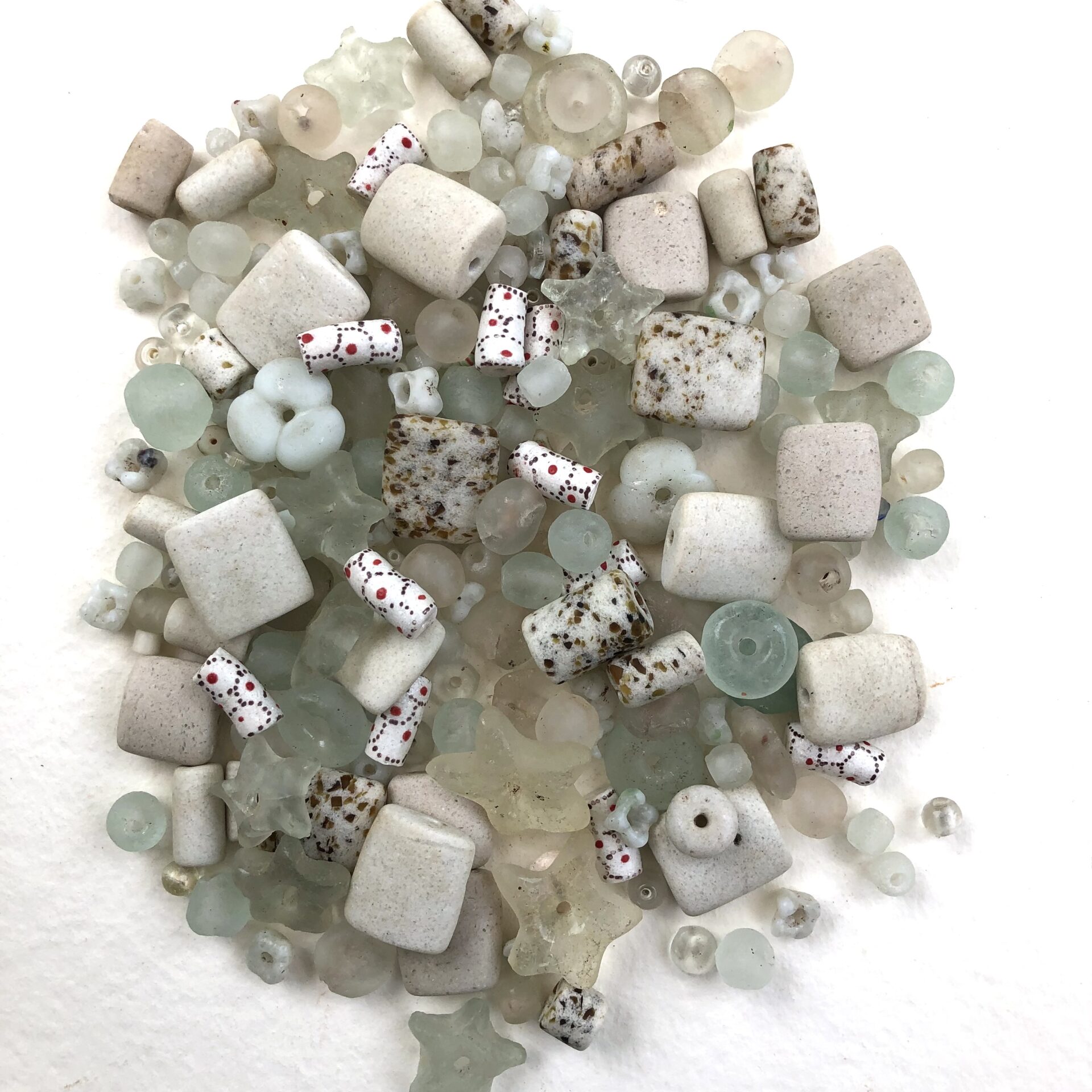Mixed White Recycled Glass Beads