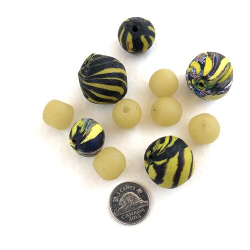 Yellow Combo of Recycled Glass Beads