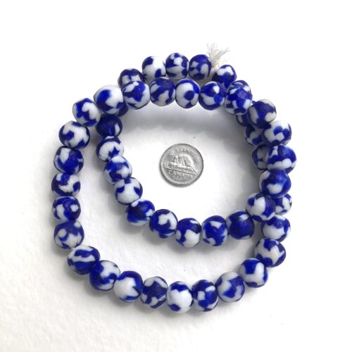 Blue and White Fused Recycled Glass Beads