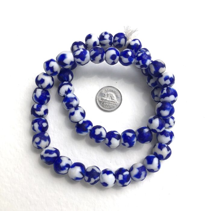 Blue and White Fused Recycled Glass Beads