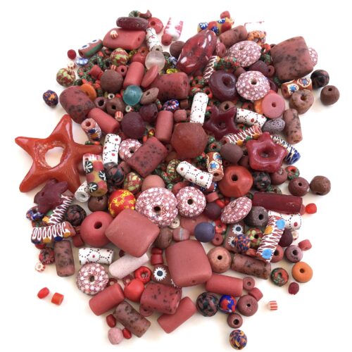 Mixed Red Recycled Glass Beads
