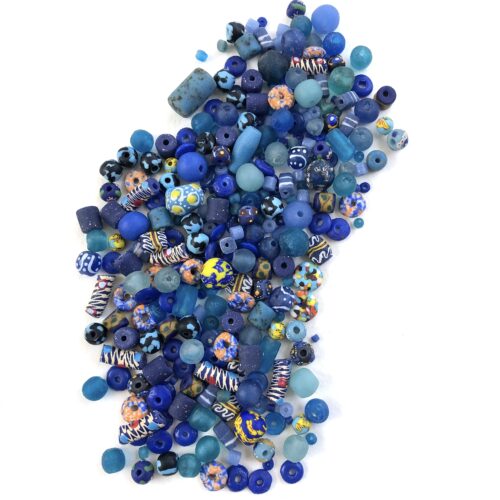 Blue Recycled Glass Beads Soup