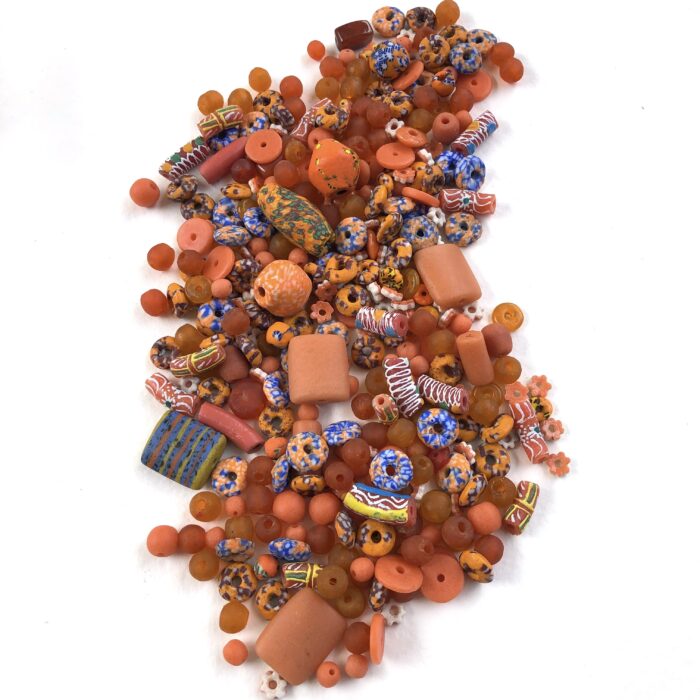 Orange Recycled Glass Beads Soup