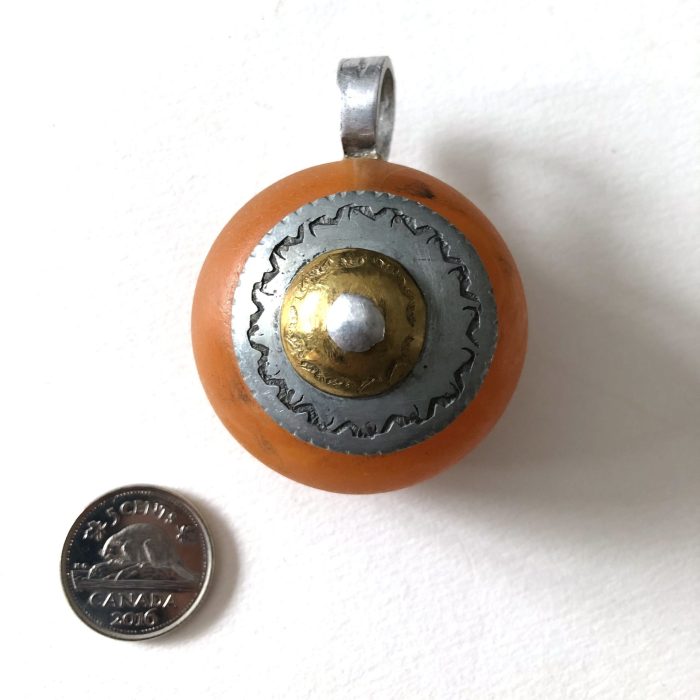 African Amber + Metal Pendant