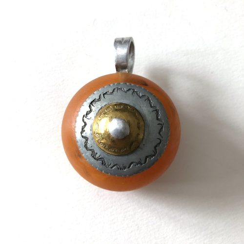 African Amber + Metal Pendant