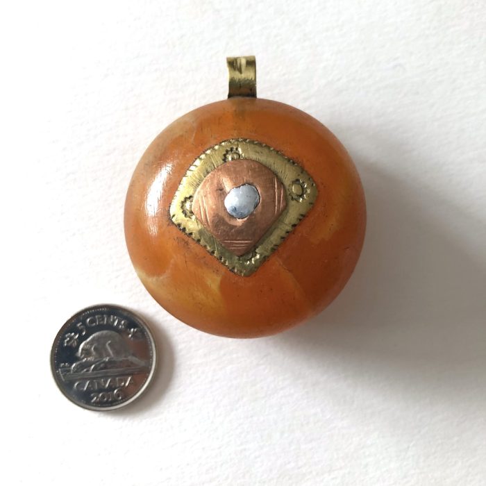 African Amber + Metal Pendant