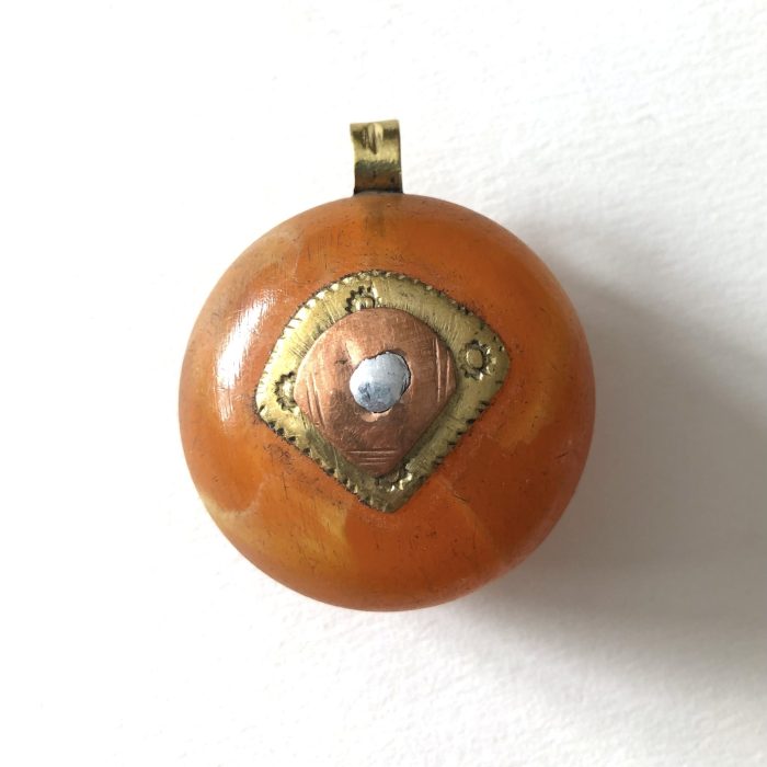 African Amber + Metal Pendant