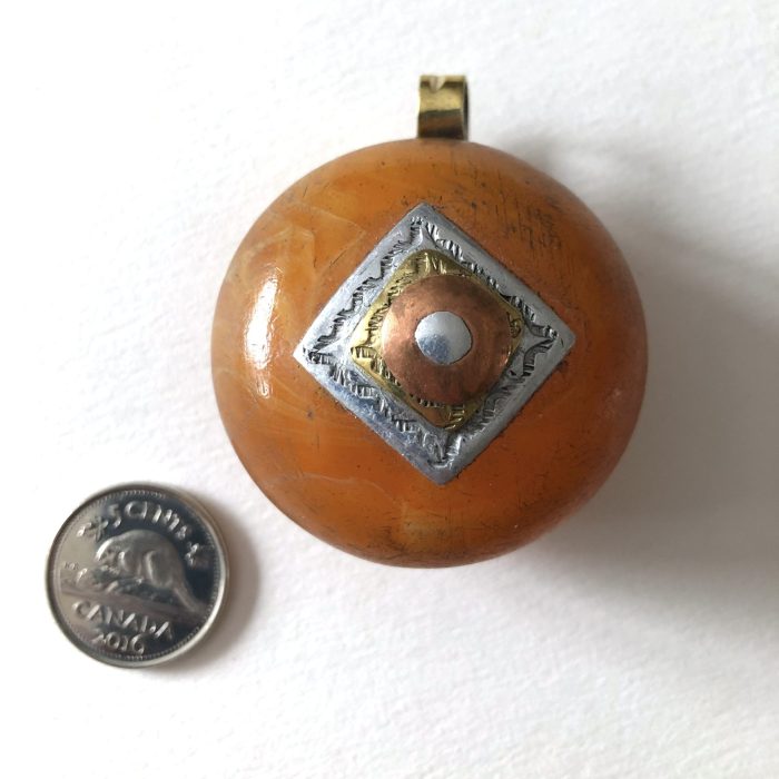 African Amber + Metal Pendant