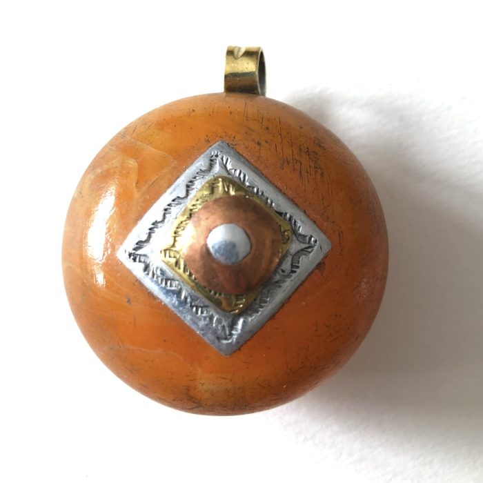 African Amber + Metal Pendant