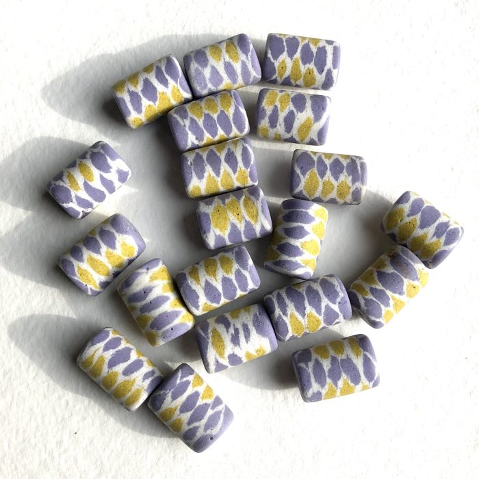 Yellow + Purple Tube Recycled Glass Beads