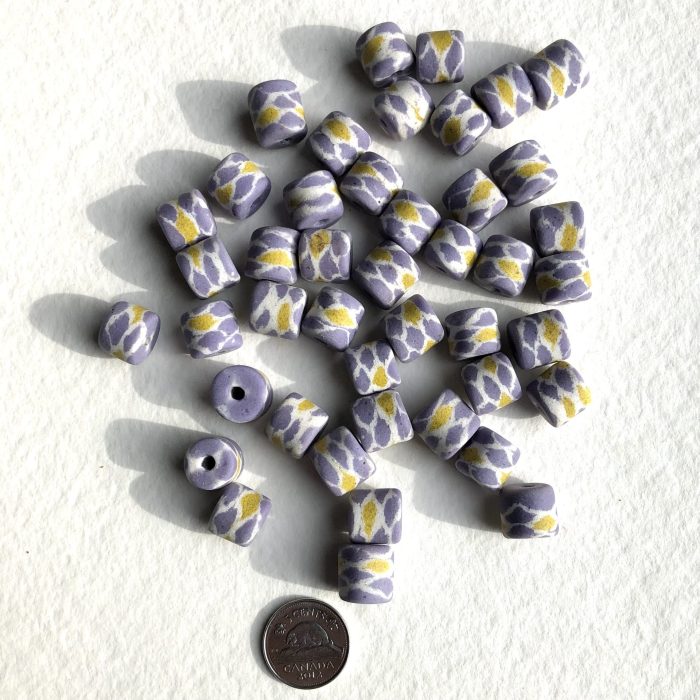 Yellow + Purple Tube Recycled Glass Beads